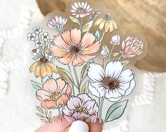 Clear Wildflower Bunch Sticker, 3x3 in.