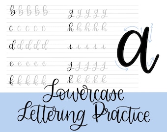 Lowercase Lettering Practice Sheets, Printable Modern Calligraphy Practice Sheets, Beginner Hand Lettering Guide Digital Download