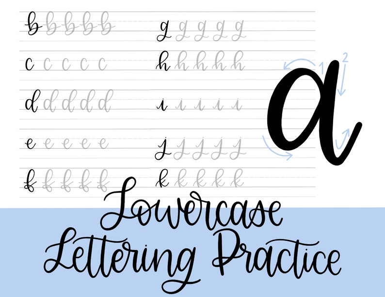 Lowercase Lettering Educate Sheets, Printable Progressive Calligraphy Educate Sheets, Starter Hand Lettering Consultant Electronic Down load graphic regarding Printable Lettering titled Lowercase Lettering Educate Sheets, Printable Innovative Calligraphy Coach Sheets, Rookie Hand Lettering Direct Electronic Down load