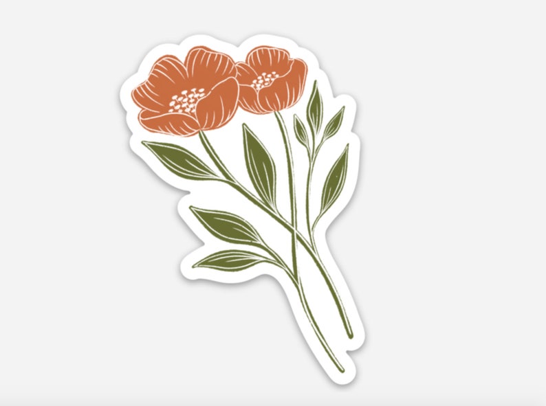 Orange Poppy Sticker 3.25x2in. image 2