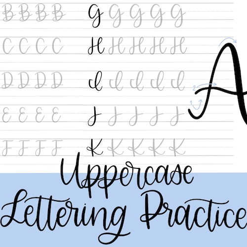 Uppercase Lettering Practice Sheets Printable Modern - Etsy