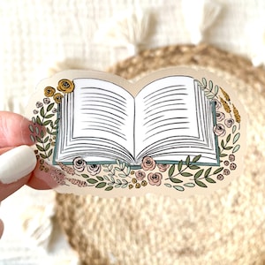 Clear Floral Book Sticker, 3.25x2in.