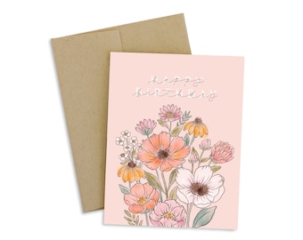 Wildflower Bunch Happy Birthday Greeting Card