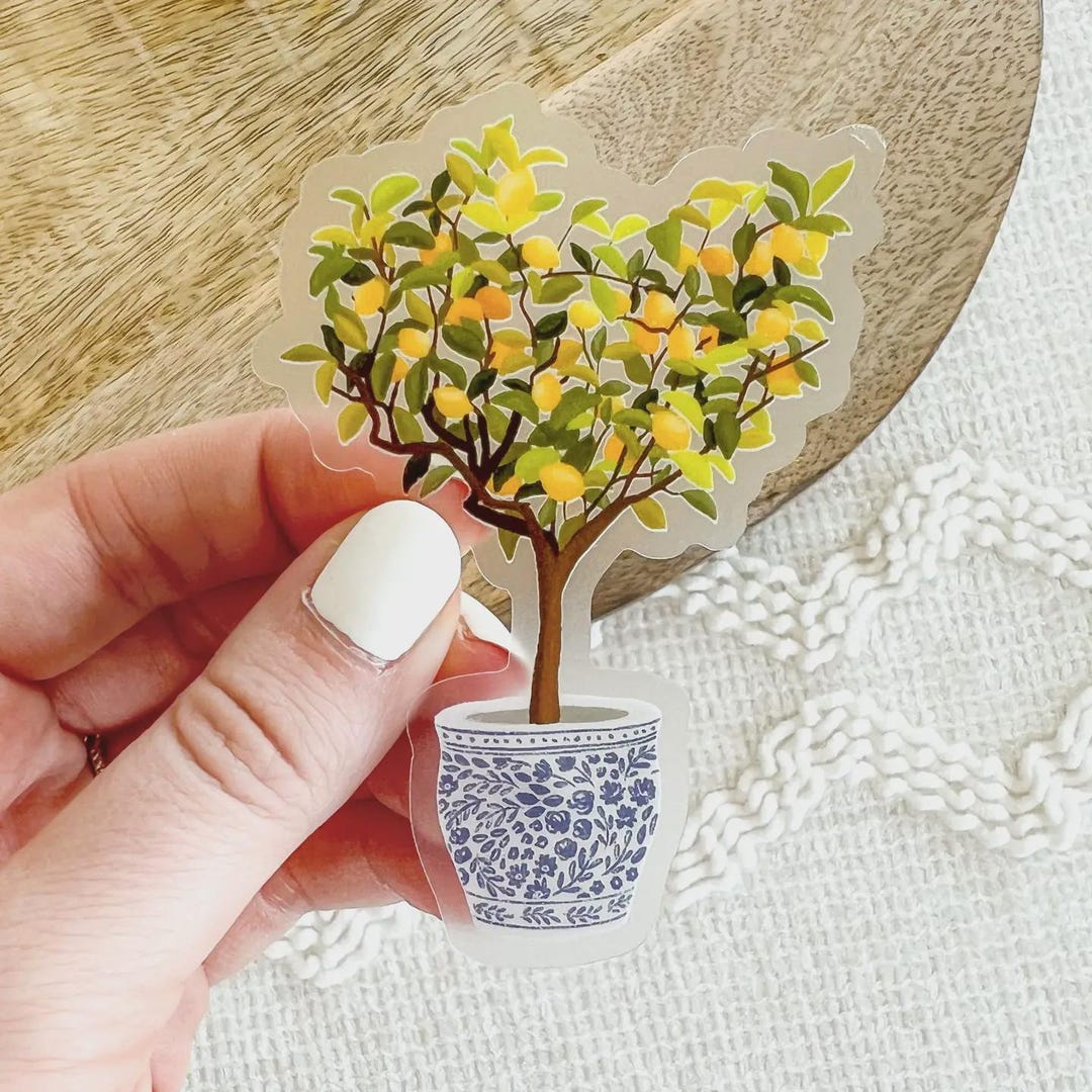 Clear Lemon Tree Sticker, 3.25x2.2in. - Etsy