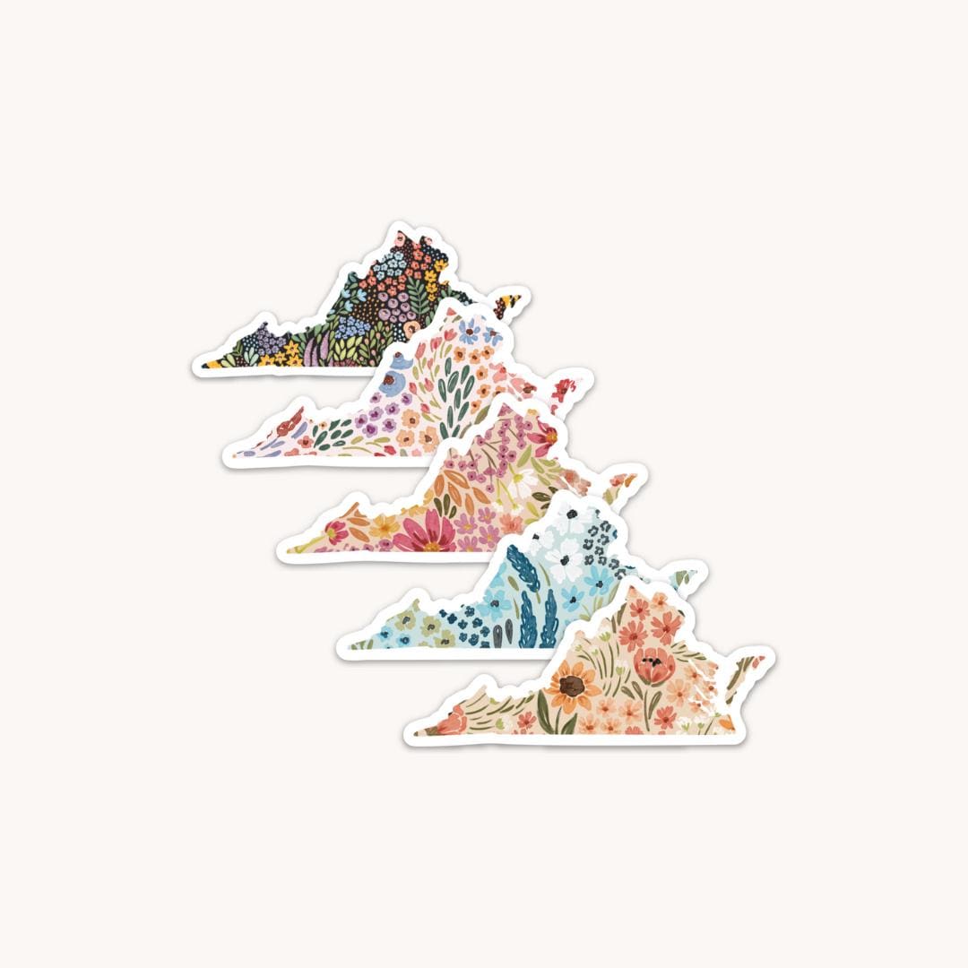 Virginia Floral State Sticker, 3.5x1.5in. - Etsy