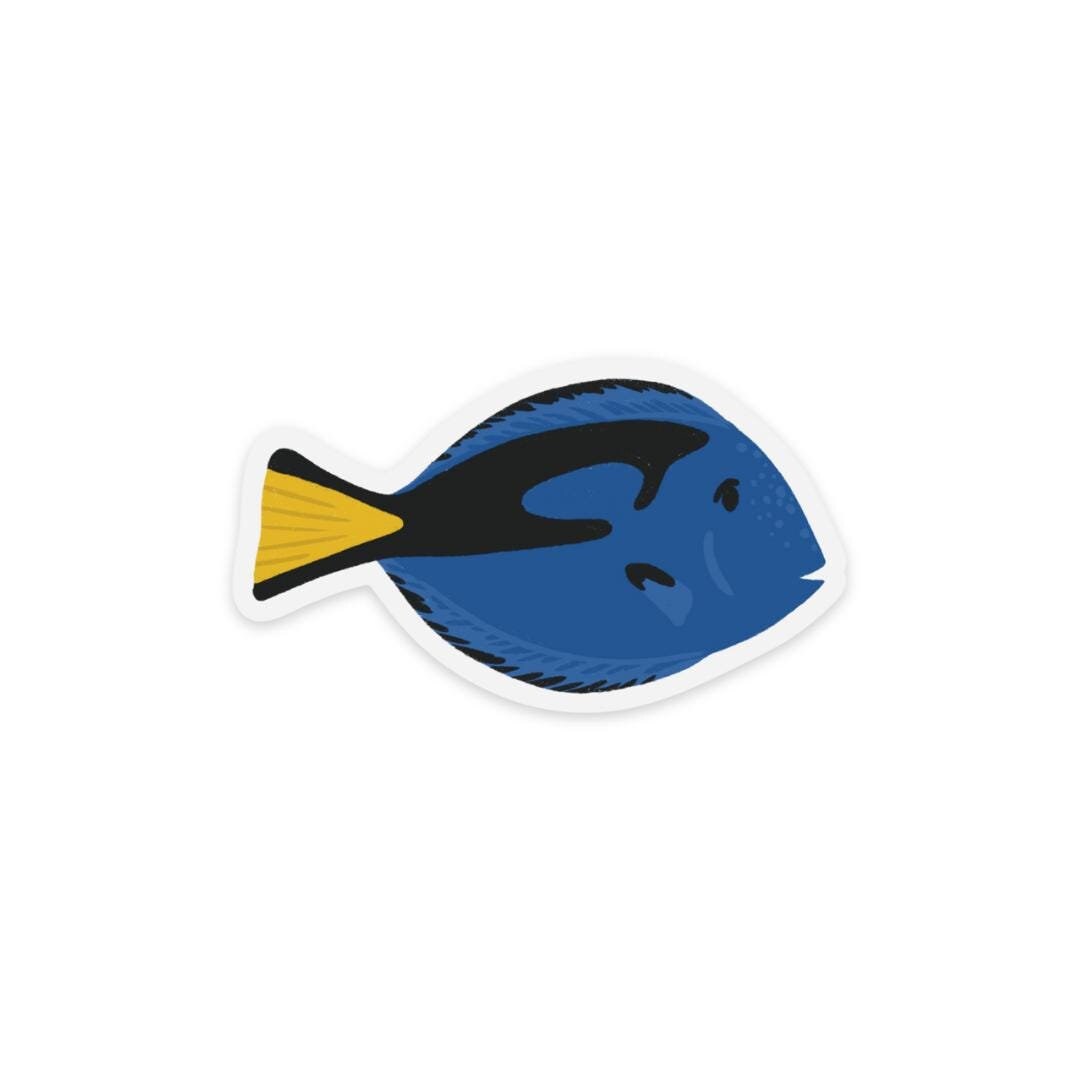 Clear Blue Tang Sticker, 2.8×1.62in. - Etsy