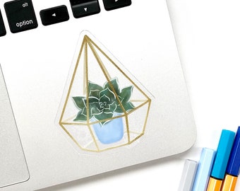 Succulent Glass Terrarium Sticker, 3x2.5in.