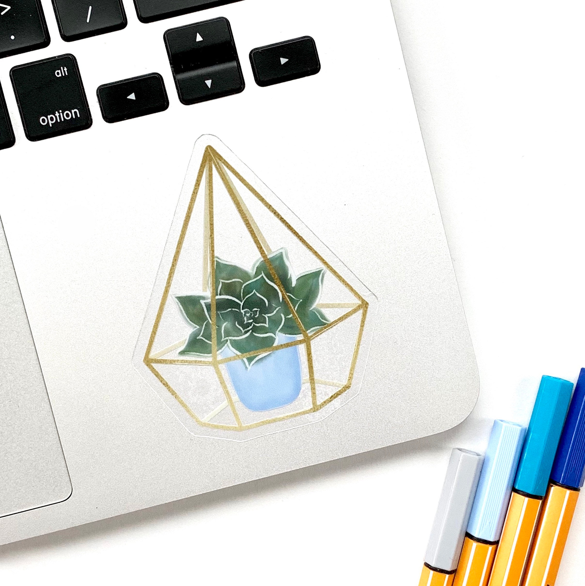 Succulent Glass Terrarium Sticker, 3x3 Po.