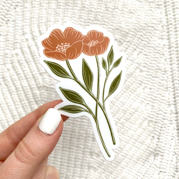 Orange Poppy Sticker 3.25x2in.