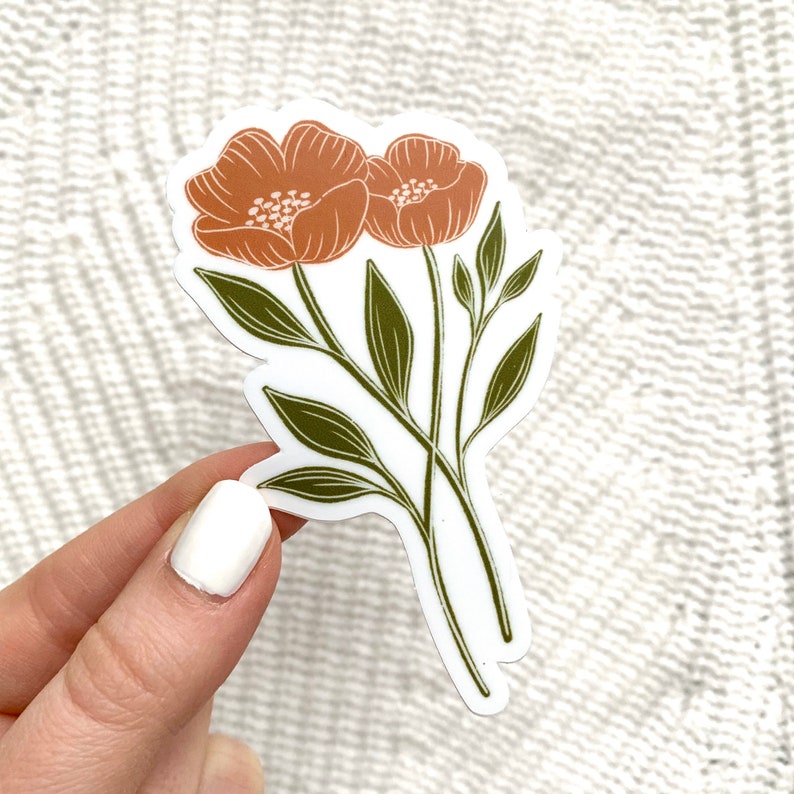 Orange Poppy Sticker 3.25x2in. image 1