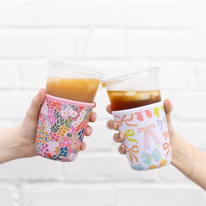 Custodia per bevande floreale, custodia per caffè freddo, custodia per bevande, regalo alla moda, refrigeratore per bevande fredde, custodia termica per bevande immagine 7