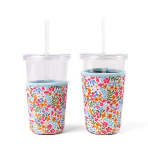 Florale filigrane Trinkhülle, Eiskaffeehülle, Trinkhülle, trendiges Geschenk, eisgekühlte Getränkekühler, isolierte Getränkehülle