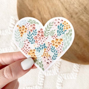 Floral Heart Sticker, 3x3in.