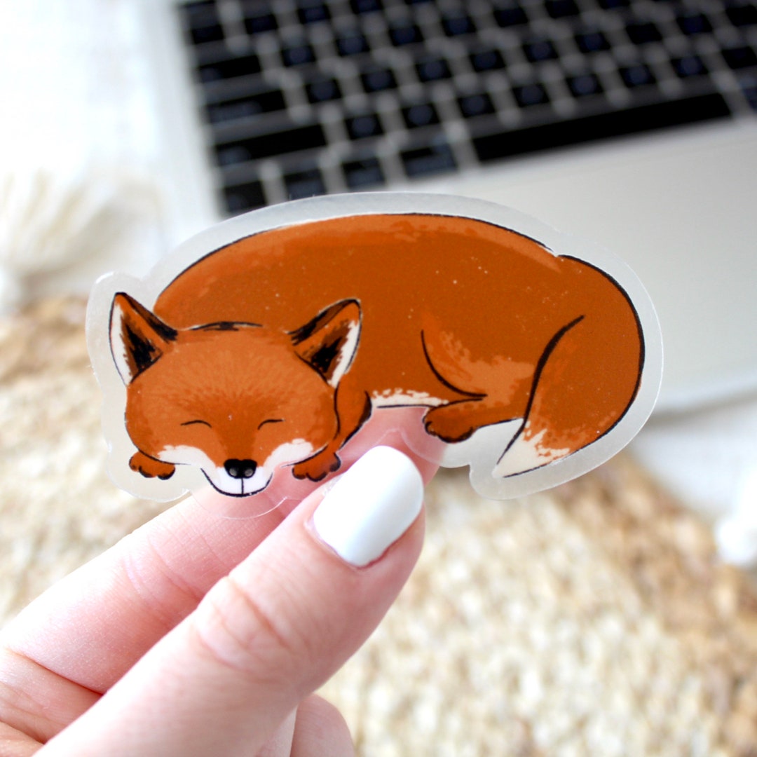 Clear Fox Sticker, 3x1.75in. - Etsy