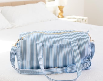 Blue Stripes Weekender Duffle Bag