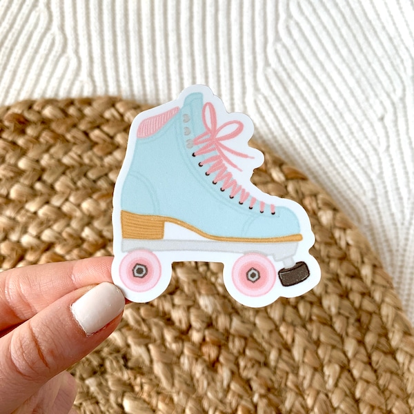 Pink and Blue Roller Skate Sticker, 2.5x2.5 in.