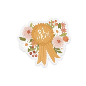 Number One 1 Mom Sticker, 3.5x2.7in