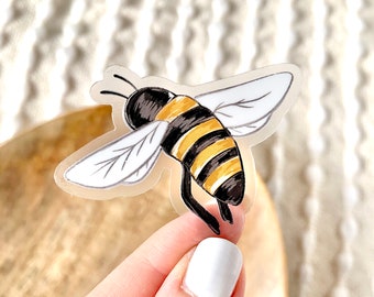 Clear Honey Bee Sticker, 2x2.25in