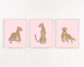 Set of 3 Cheetah Art Prints