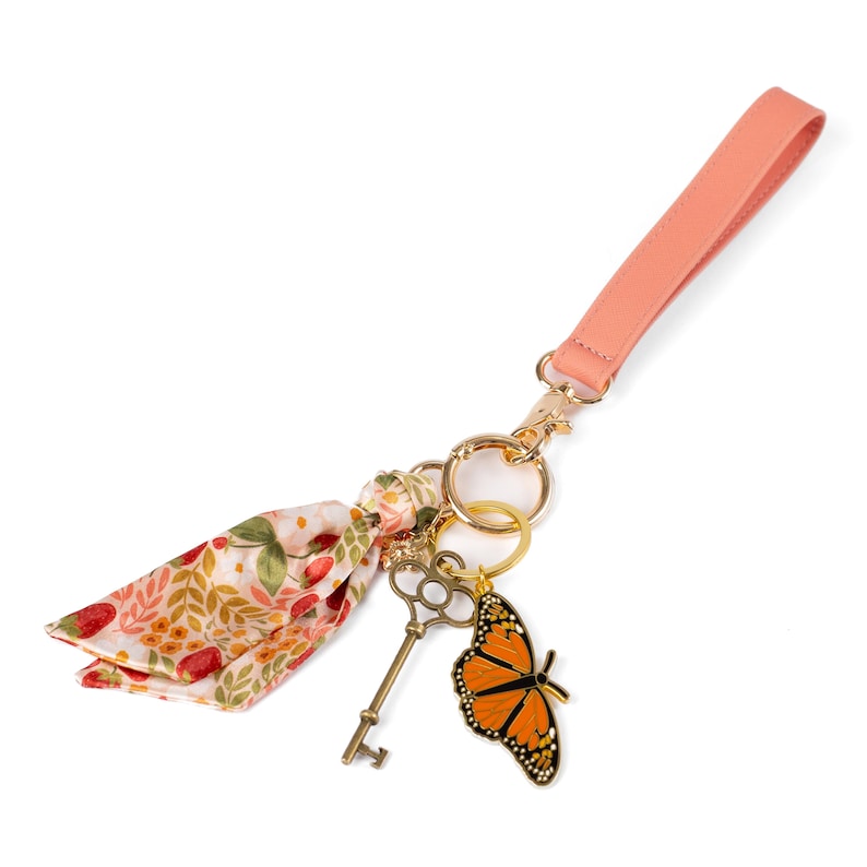 Floral Satin Keychains | Bag Charms, Bag Accessories, Purse Charm, Floral Satin, Floral Keychain 11- Strawberry Patch
