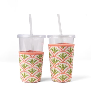 Evergreen Deco Trinkhülle, Weihnachten Eiskaffee Hülle, Strumpffüller, Gefrorene Getränkekühler, Isolierte Getränkehülle, Pink Grün Girly