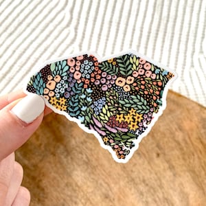 South Carolina Floral State Sticker, 2.75x2in.