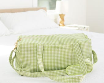 Green Gingham Weekender Duffle Bag