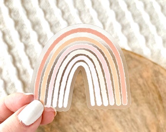 Clear Pink Rainbow Sticker, 3x3 in.