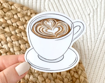 Watercolor Latte Art Sticker, 2.5x2.5in.