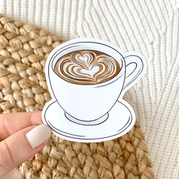 Watercolor Latte Art Sticker, 2.5x2.5in.