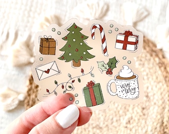 Clear Christmas Favorites Sticker, 3x2.5in.