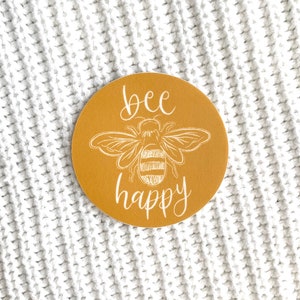 Bee Happy Sticker, 2x2in.