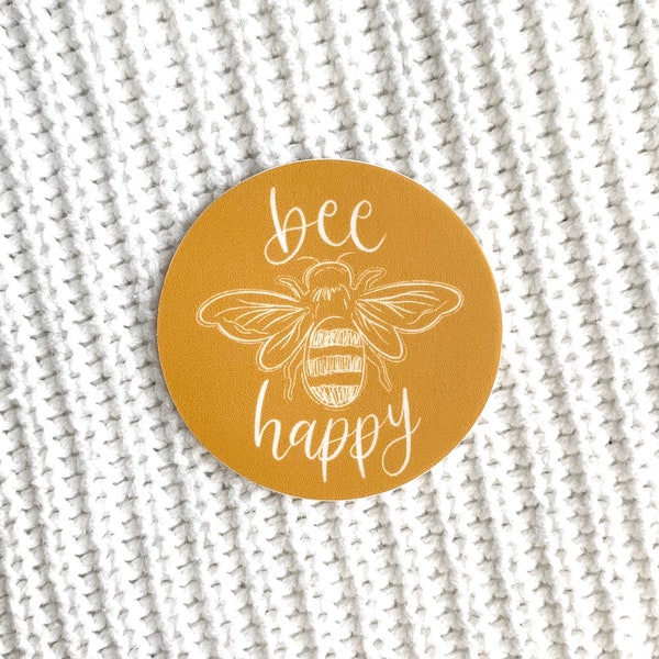 Bee Happy Sticker, 5x5in.