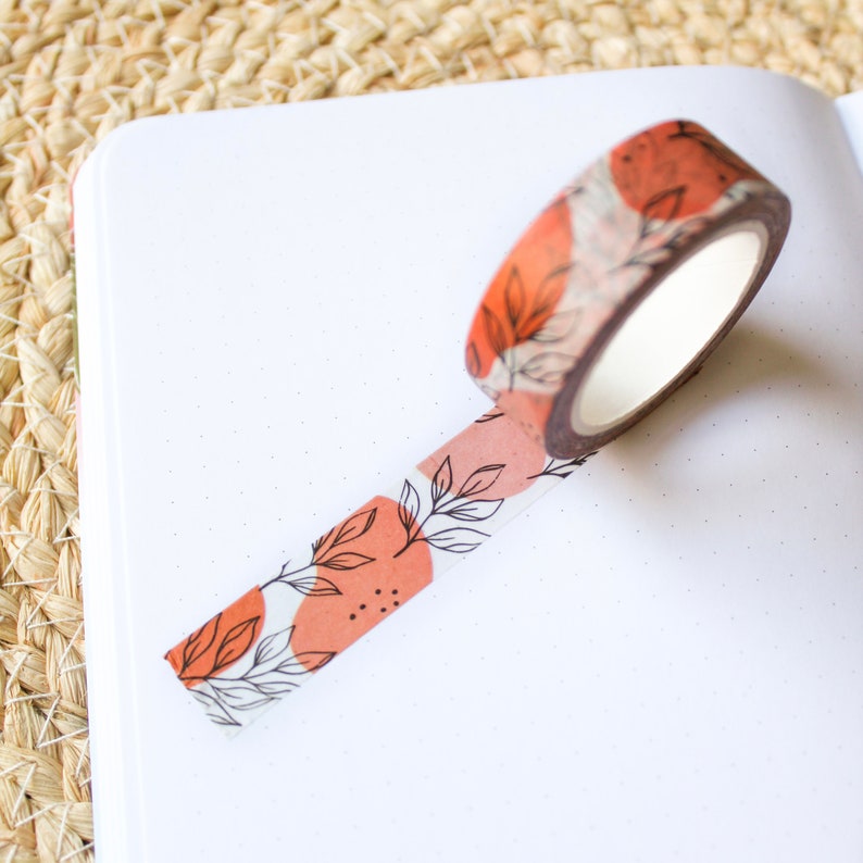1 Roll Pink Leaves Washi Tape image 3