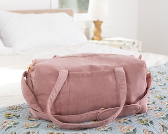 Corduroy Rose Pink Weekender Duffle Bag