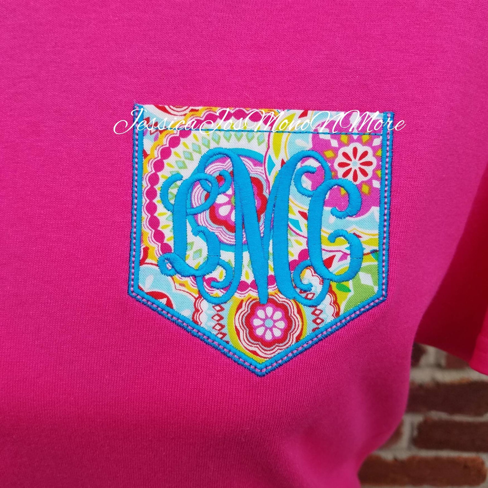 Monogram Pocket Tshirtmonogram Faux Pocket Monogram Faux Etsy