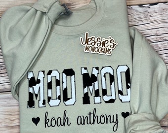 Sweat-shirt Moo Moo Nana, col rond personnalisé brodé