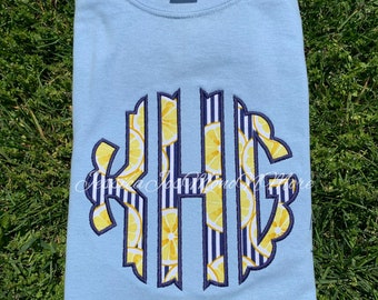 Chemise monogramme citron - T-shirt estival avec appliqué, initiales personnalisées