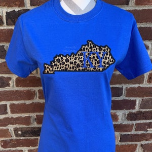 Kentucky, Kentucky Shirt, State Pride Shirt, KY Shirt, Cheetah Kentucky Shirt, Kentucky State Tee, Royal Blue and Cheetah