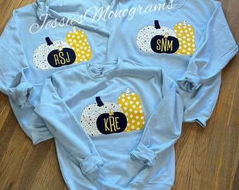Sweat-shirt citrouille monogramme, pull festival d'automne