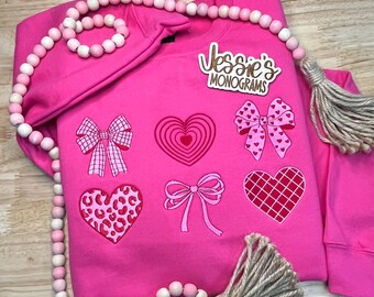 Sweat-shirt Saint-Valentin, noeud papillon, coeurs et noeuds, cadeau pour elle