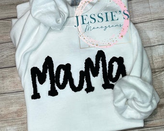 MaMa Sweatshirt, Fuzzy Sweatshirt, Chenille Yarn Design, Unisex