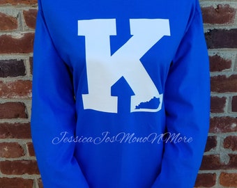 T-shirt à manches longues Kentucky Wildcats - Bleu roi, motif Big K