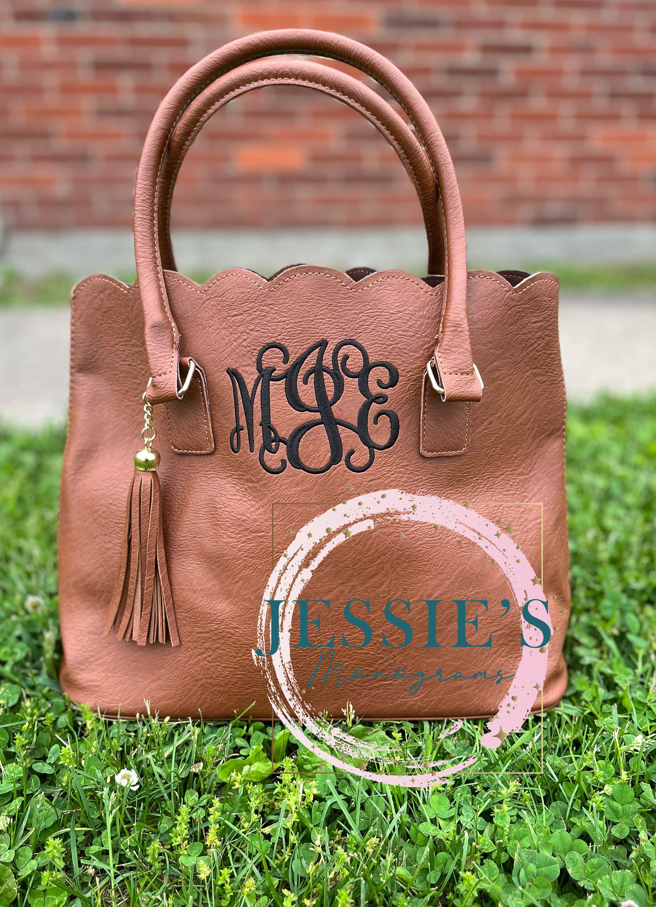 Monogrammed Scalloped Crossbody Bag