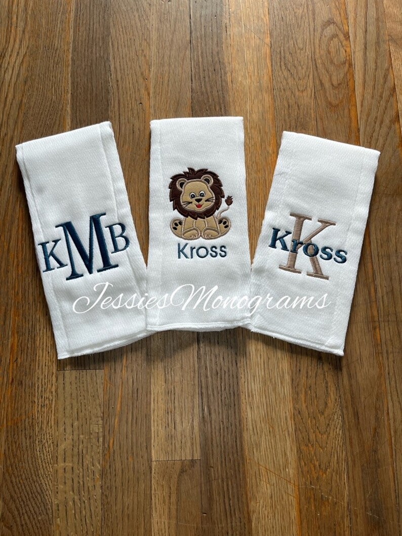 Baby Lion Burp Cloth Setboy Burp Cloth Setpersonalized Burp Etsy