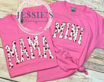Mama and Mini Shirt, Mommy and Me Shirts, Pink Shirt, Monogram, Mommy and Me Gift, Mother's Day Gift