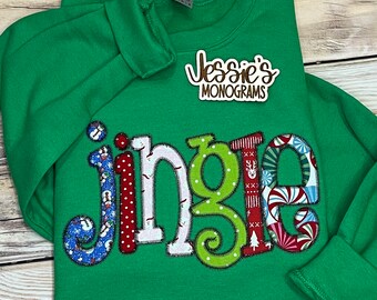 Sweat-shirt de Noël brodé de jingles, coupe unisexe