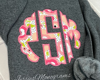 Custom Monogram Crew Neck Sweatshirt, Embroidered Initial Pullover