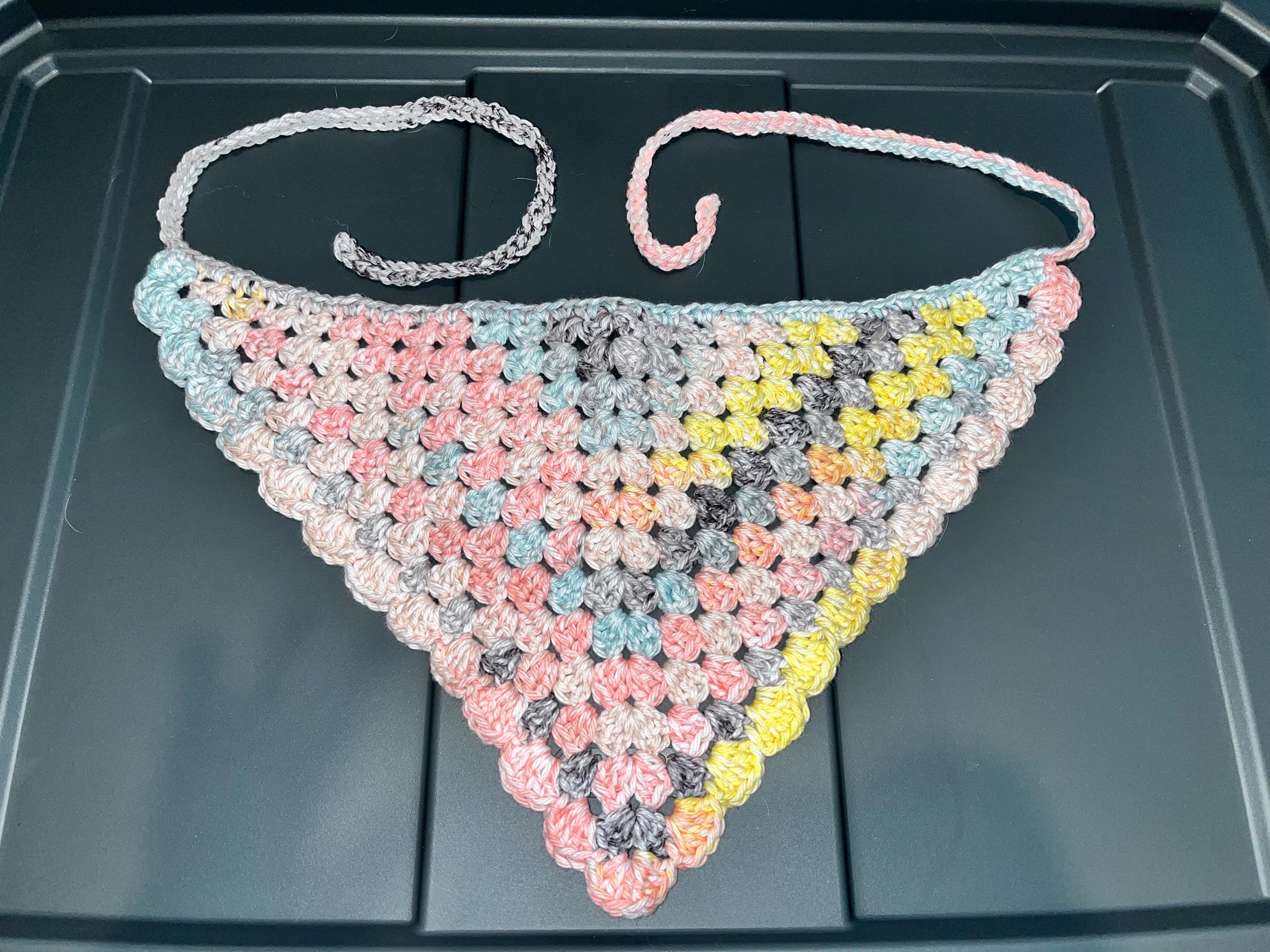 Handmade Crocheted GRiZ head Scarf in Pastel Rainbow Chunky Knit Multicolor Scarf Chunky Multicolor Scarf 106x8  main image 4