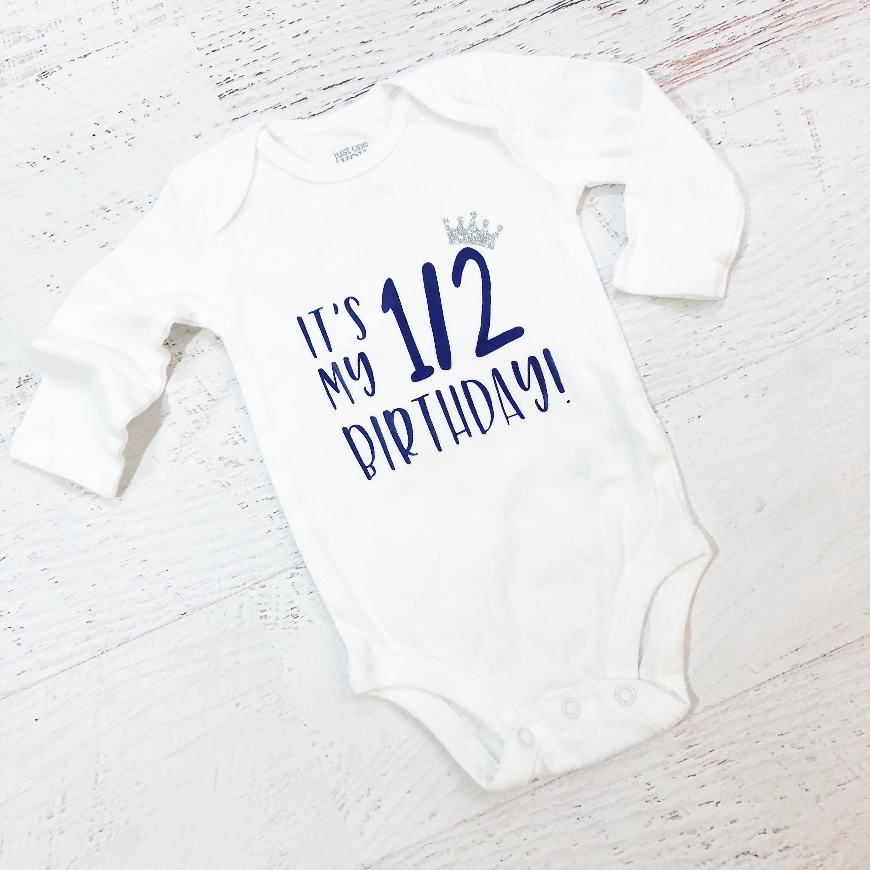 half birthday onesie boy